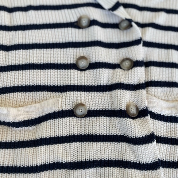 LOFT Striped Double-Breasted Ribbed Knit Sweater Jacket Size small - Picture 4 of 11